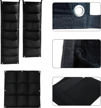 Jardinieră Verticală Neagră cu 6 Buzunare Material Textil