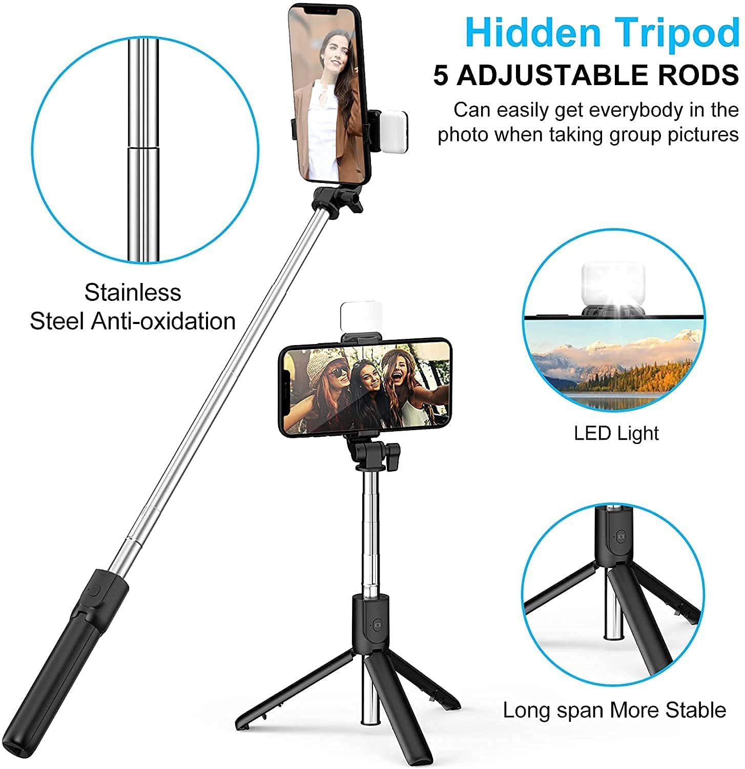 Exxelo R1s Wireless Bluetooth Selfie Stick