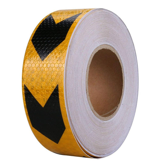 Banda reflectorizanta adeziva tip fagure - SAGEATA NEGRU-GALBEN (rola 5cm x 25m)-0