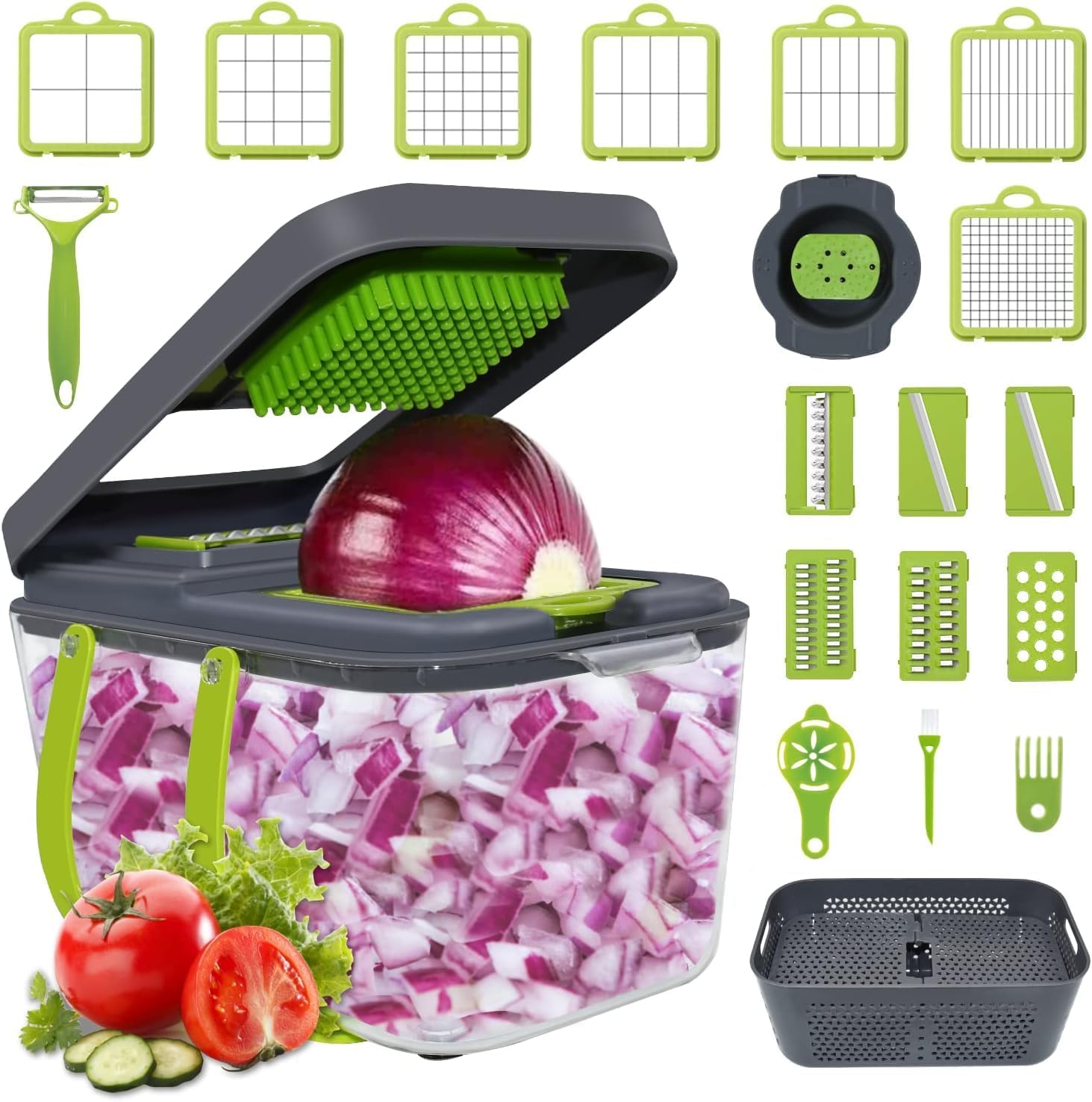 Răzătoare/Feliator 6 în 1 pentru Legume, cu 22 de Accesorii VEGGIE SLICER