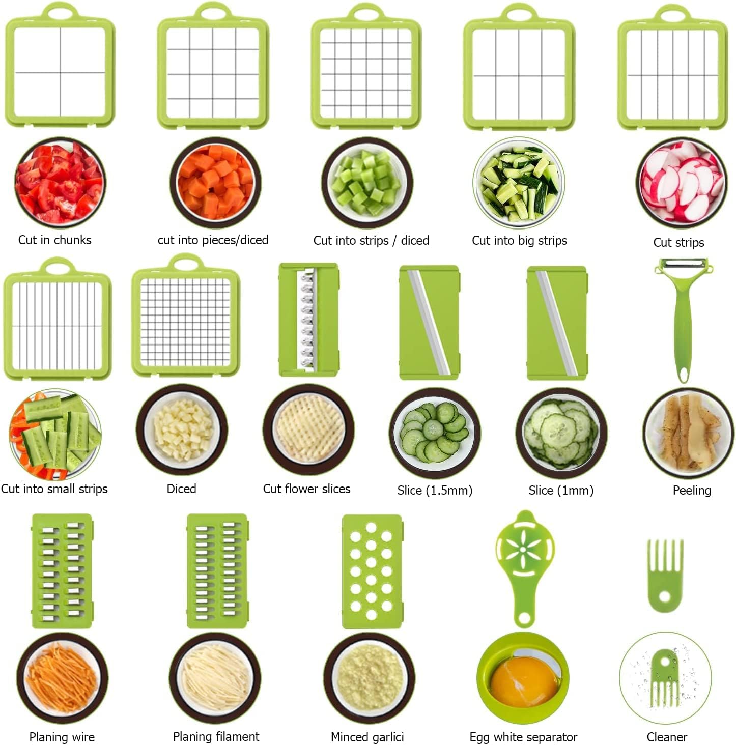 Răzătoare/Feliator 6 în 1 pentru Legume, cu 22 de Accesorii VEGGIE SLICER