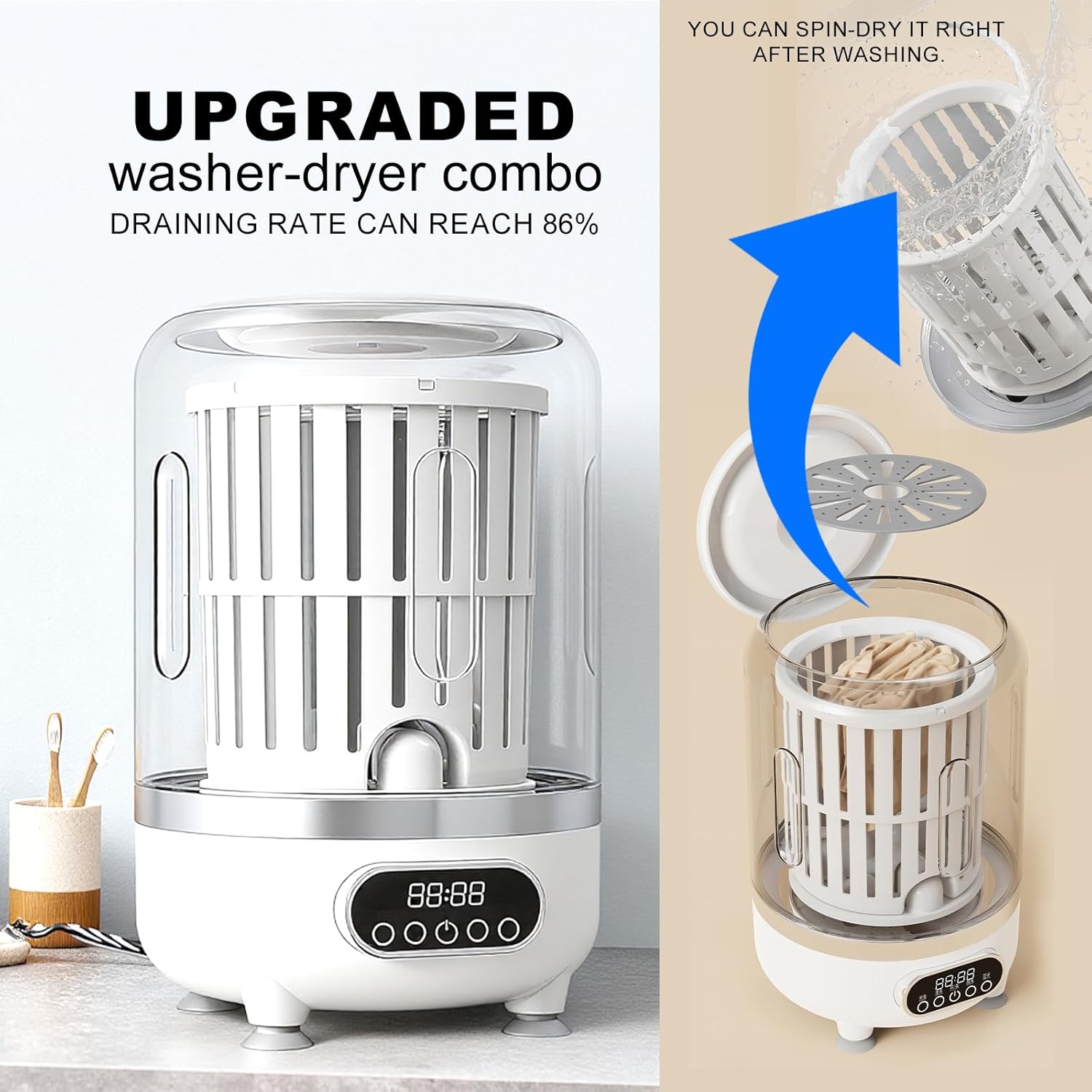 Mini Mașină de Spălat Portabilă 3L cu Stoarcere – Compactă, Wireless și Ideală pentru Lenjerie &amp; Șosete