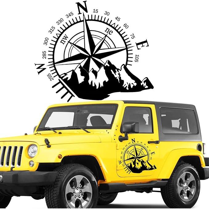 Sticker autoadeziv pentru vehicule Off Road, model "Kompass", dimensiune 44 x 55 cm, culoare Neagra-1