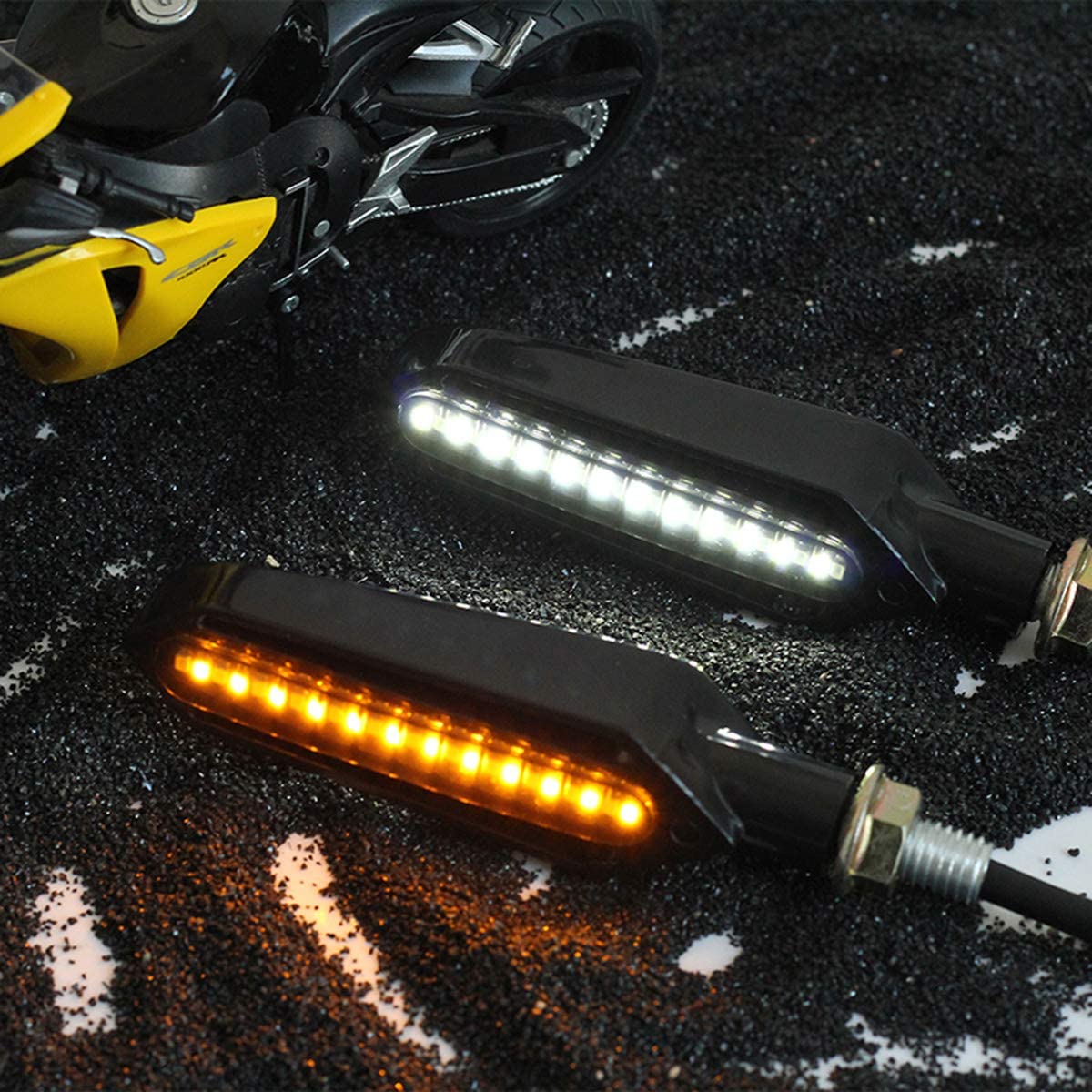 Set 2 lampi Semnalizare Moto SECVENTIALA, cu 2 functii, pozitie si semnalizare, 12V-1