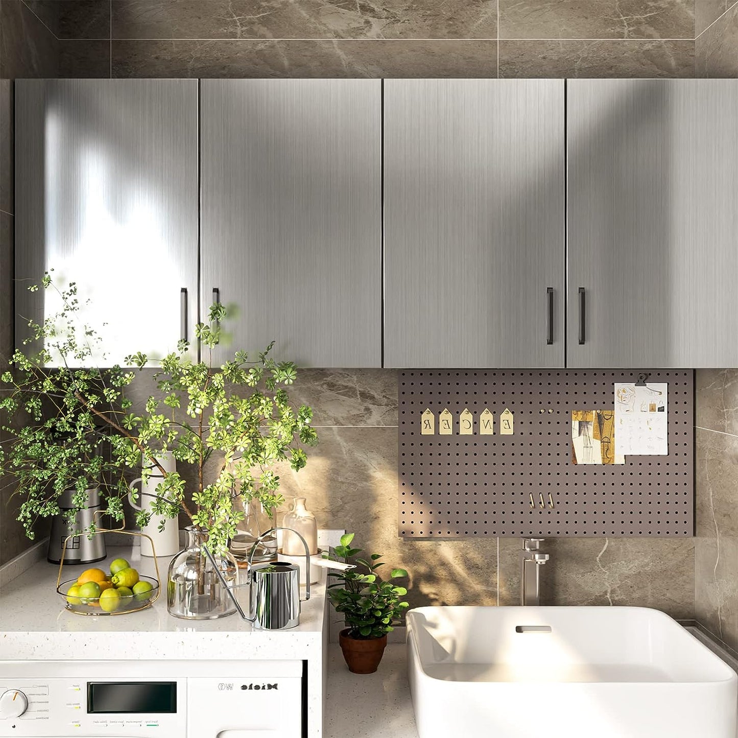 Folie Autocolantă Decorativă cu Model de Oțel Inoxidabil pentru Bucătărie