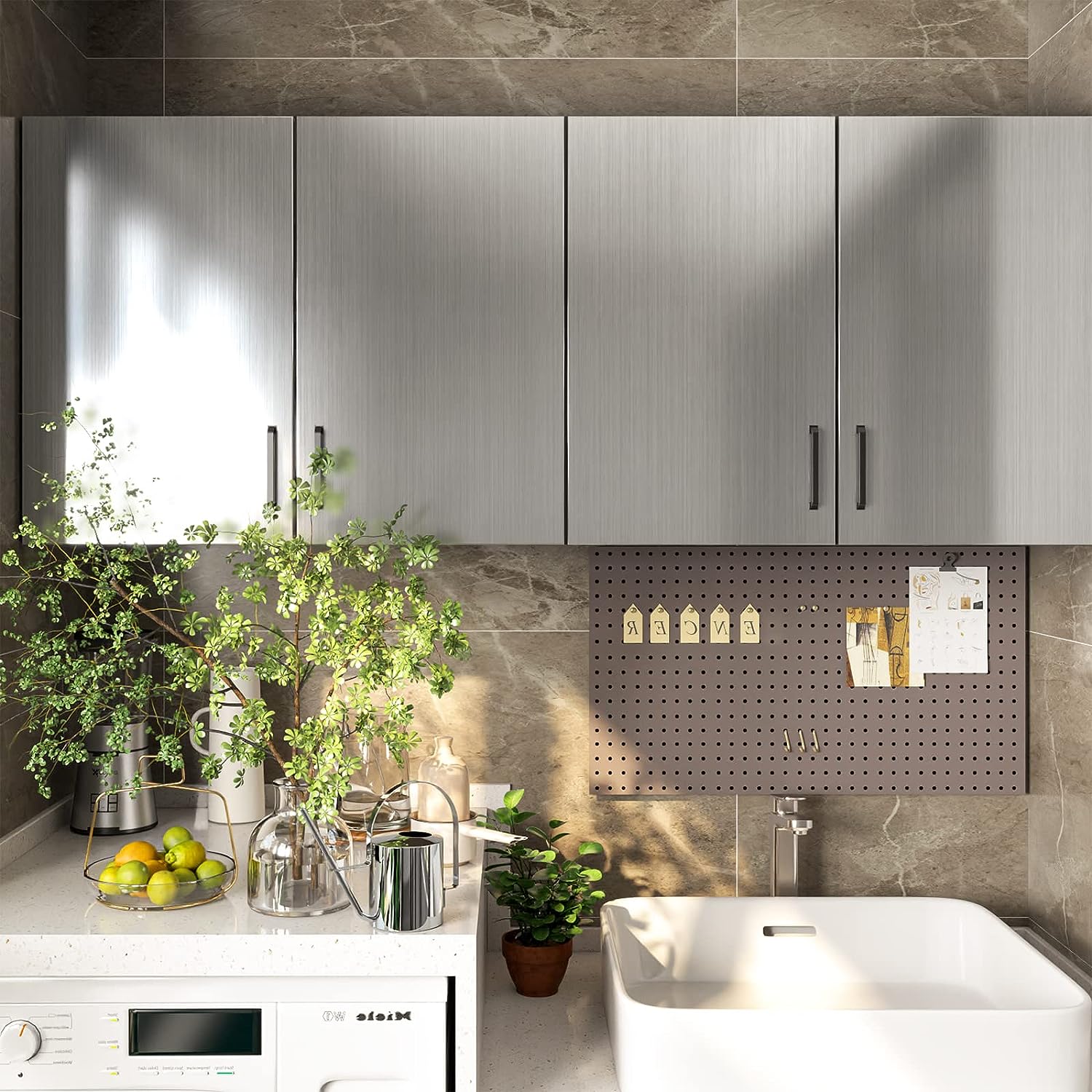 Folie Autocolantă Decorativă cu Model de Oțel Inoxidabil pentru Bucătărie