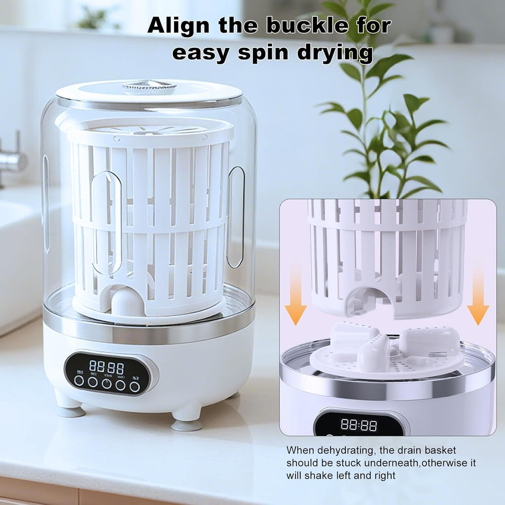 Mini Mașină de Spălat Portabilă 3L cu Stoarcere – Compactă, Wireless și Ideală pentru Lenjerie &amp; Șosete
