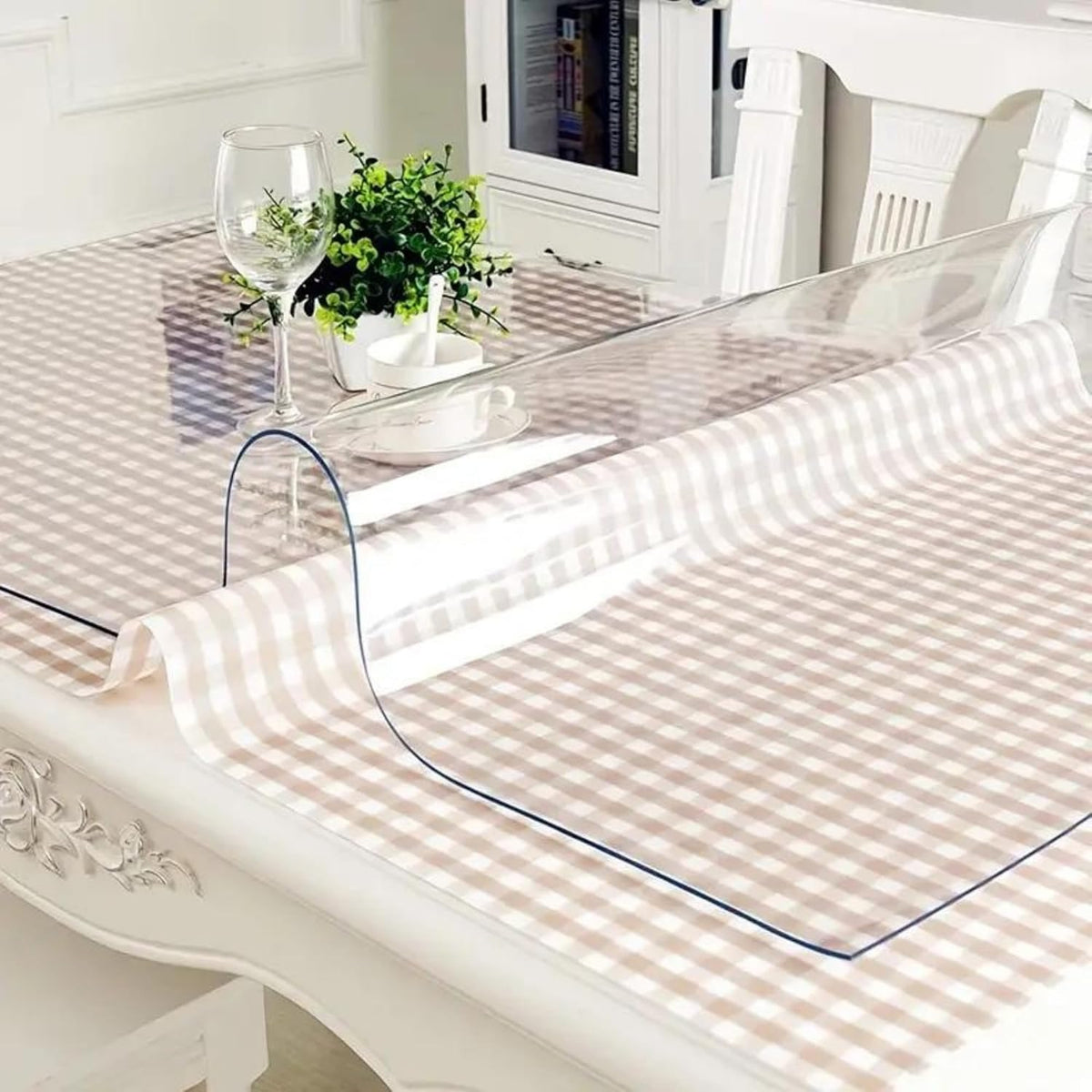 Protecție de Masă Transparentă din PVC Siliconizat – 60 x 100 cm, Grosime 0,8 mm, Impermeabilă și Ușor de Curățat