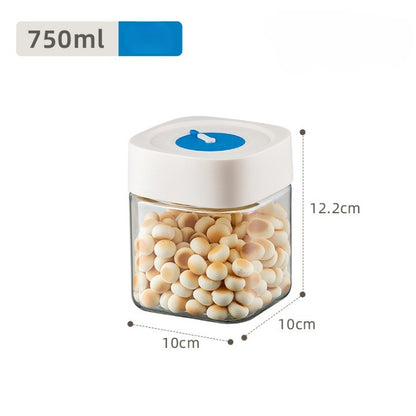 Borcan din Sticla de Inalta Calitate, Flippy, Capac Ermetic, Uz Casnic, Depozitarea Condimentelor sau a Alimentelor Umede si Uscate, 750 mL, 10x10x12.2 cm, Alb-1