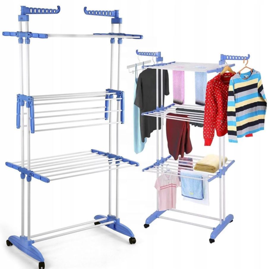 Uscator de Rufe Vertical Practic pe 3 niveluri cu roti, Exterior Interior