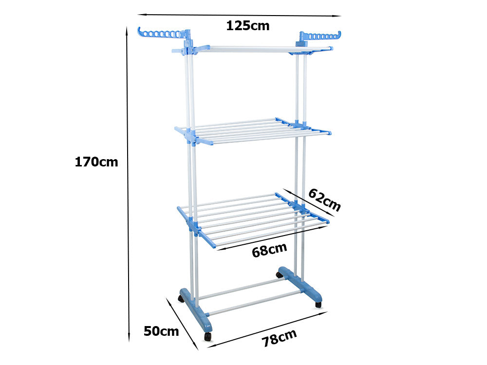 Uscator de Rufe Vertical Practic pe 3 niveluri cu roti, Exterior Interior