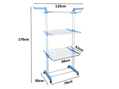 Uscator de Rufe Vertical Practic pe 3 niveluri cu roti, Exterior Interior