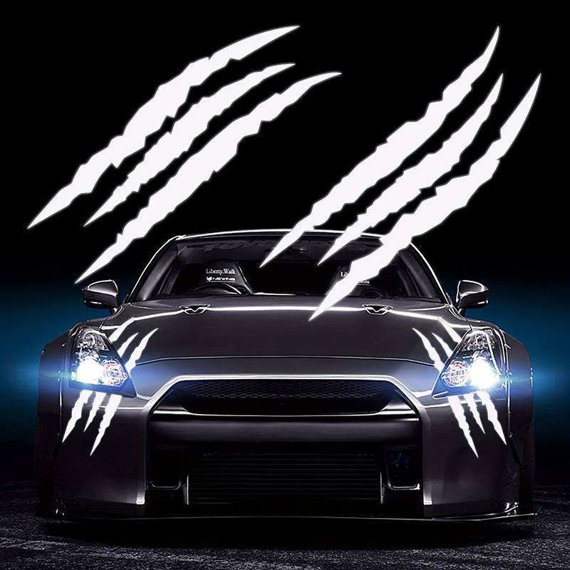 Set 2 stickere autoadezive Tuning, model "Monster Scratches", dimensiune 37 x 9 cm, culoare Alba-0