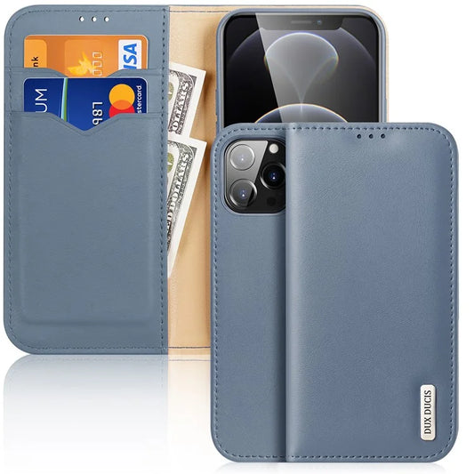 Husă DUX DUCIS Hivo Series Stand Wallet Design din piele pentru iPhone 13 Pro Max -blue
