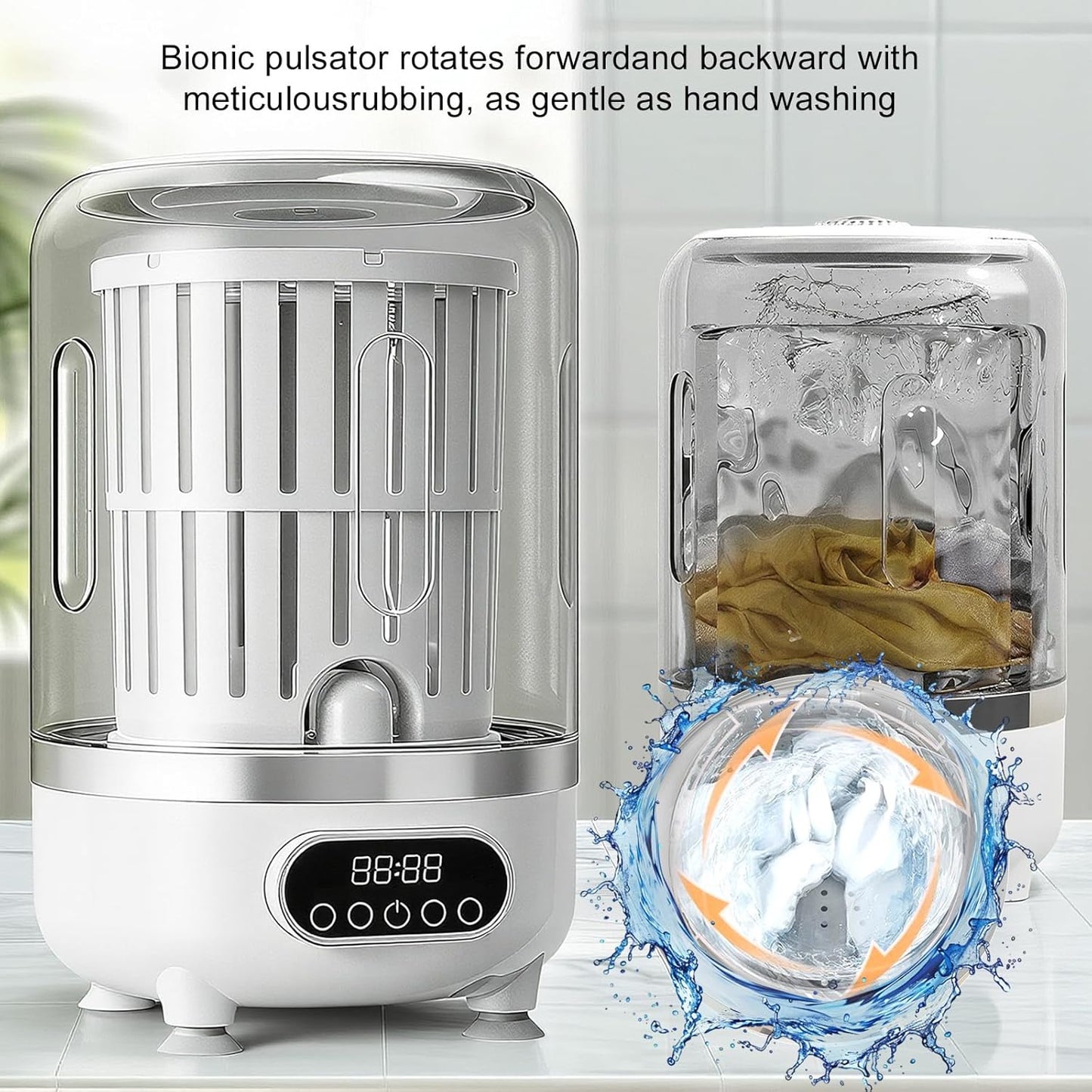 Mini Mașină de Spălat Portabilă 3L cu Stoarcere – Compactă, Wireless și Ideală pentru Lenjerie &amp; Șosete