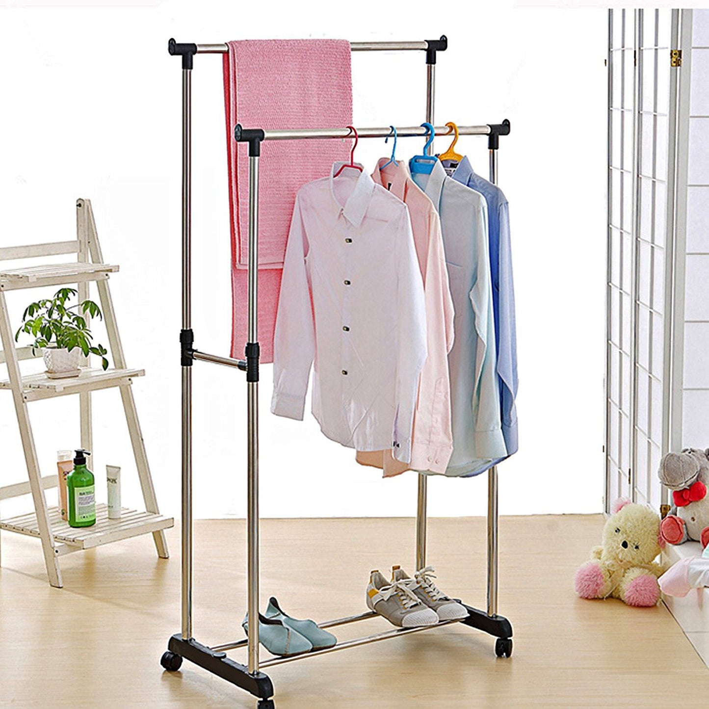 Oferta Specială 3în1: Mop Microfiber 360° Rotativ, Raft pentru Pantofi cu 10 Niveluri și Umeraș din Oțel Inoxidabil cu Două Bare Reglabile