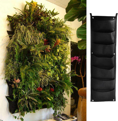 Jardinieră Verticală Neagră cu 6 Buzunare Material Textil