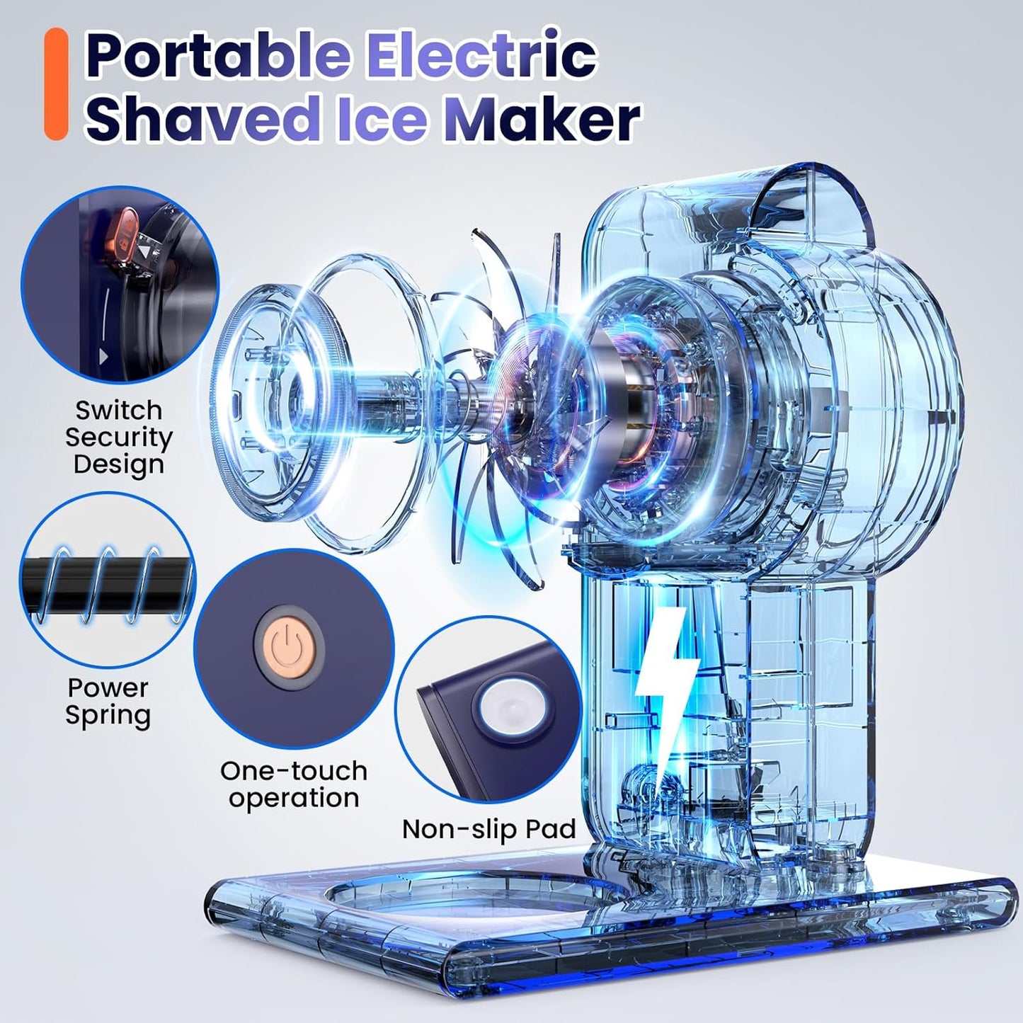 Mașină Electrică de Ras Gheață cu Încărcare USB - Portabilă și Ușor de Utilizat