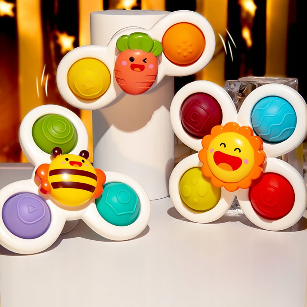 Set 3 jucarii interactive, model "POP UP SENSORY FIDGET SPINNER" pentru copii sau bebelusi-4