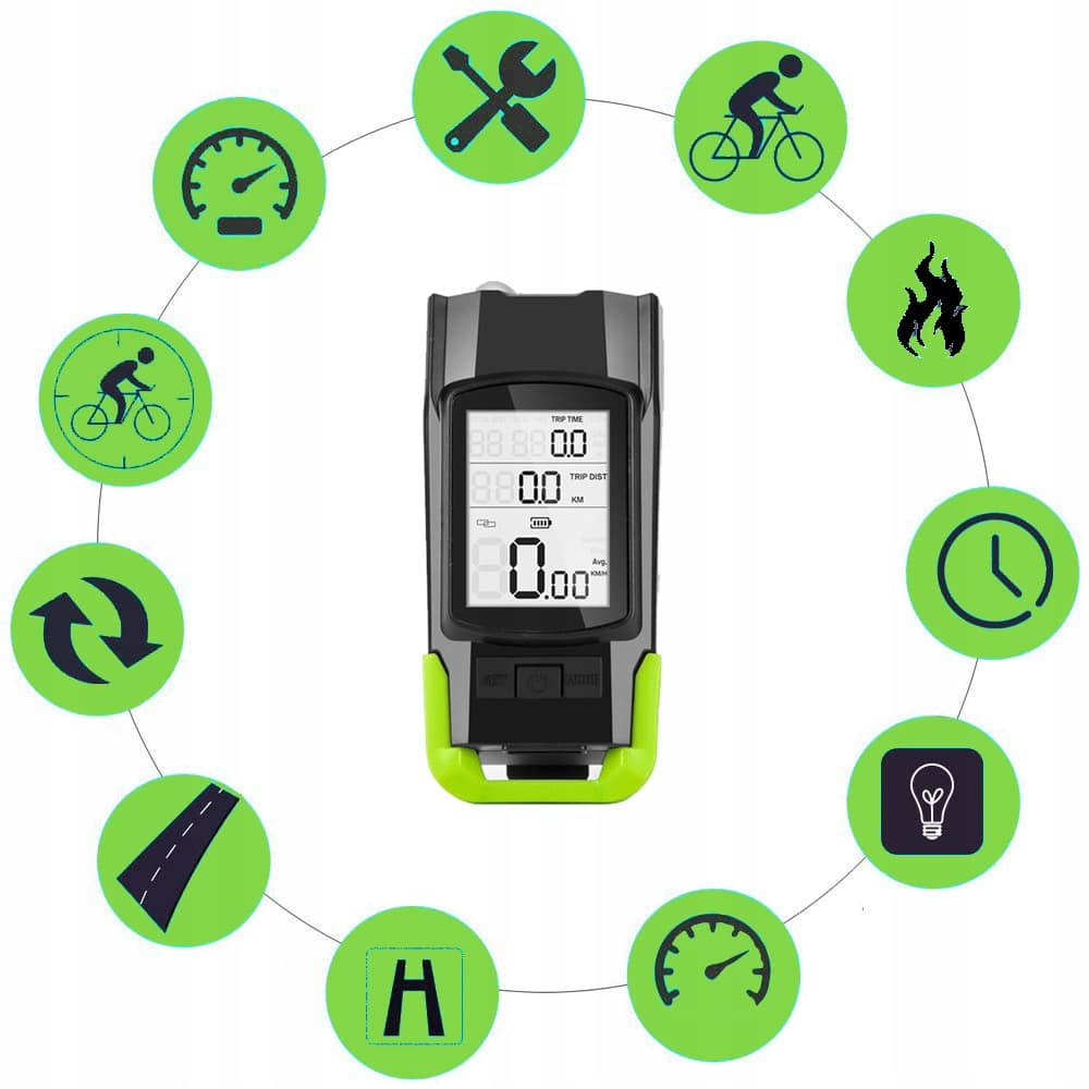 Vitezometru Digital cu lampa Fata + Spate si Claxon, waterproof, pentru bicicleta, model AVX-WT-BK-1718B-4