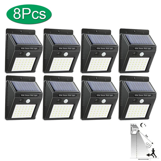 Set de 8 Lampi Solare cu Senzor de Miscare, 30 leduri SMD, rezistenta la apa IP65