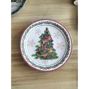 Set 10 Farfurii Unica Folosinta, Motiv Craciun, 23 cm-0