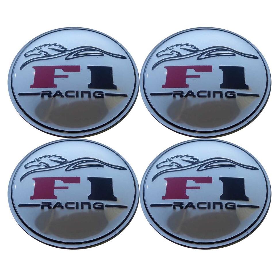Set 4 buc. ornament central janta, model "F1 Chrome", diametru 5cm-1