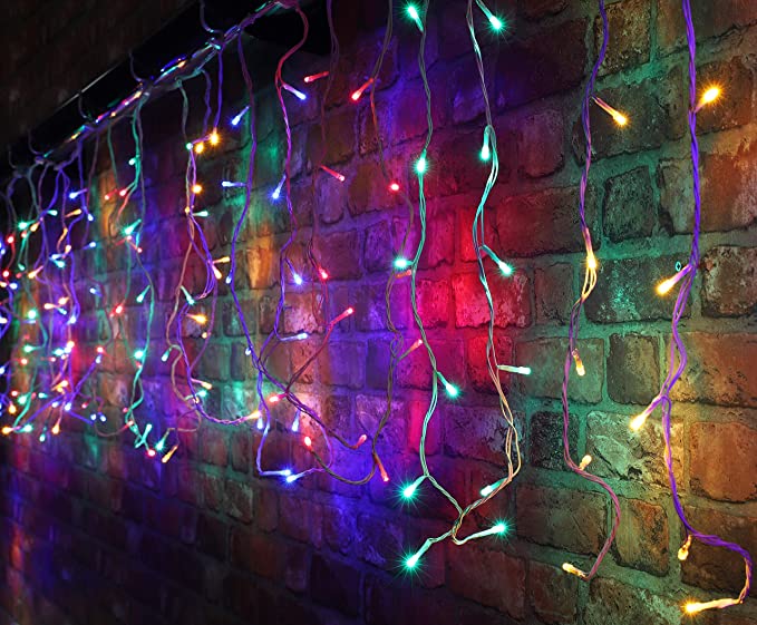 Instalatie Craciun 25 metri turturi, franjuri inegali cu 640 LED-uri, interconectabila