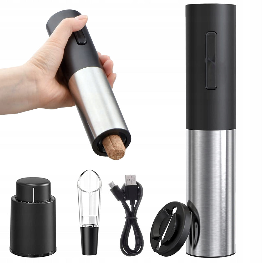 Set Accesorii Vin 4 în 1, cu Tirbușon Electric și Încărcare USB