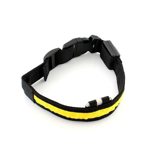 Zgarda iluminata cu LED pentru caine sau pisica, culoare Galben, AVX-AG232B-0