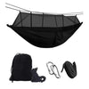 Hamac turistic din nylon cu plasa de tantari, culoare neagra, dimensiuni 260 cm x 140 cm-0