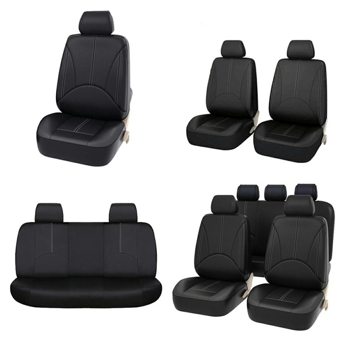 Set 11 huse scaun auto UNIVERSALE din piele ecologica NEGRU AG338E-4