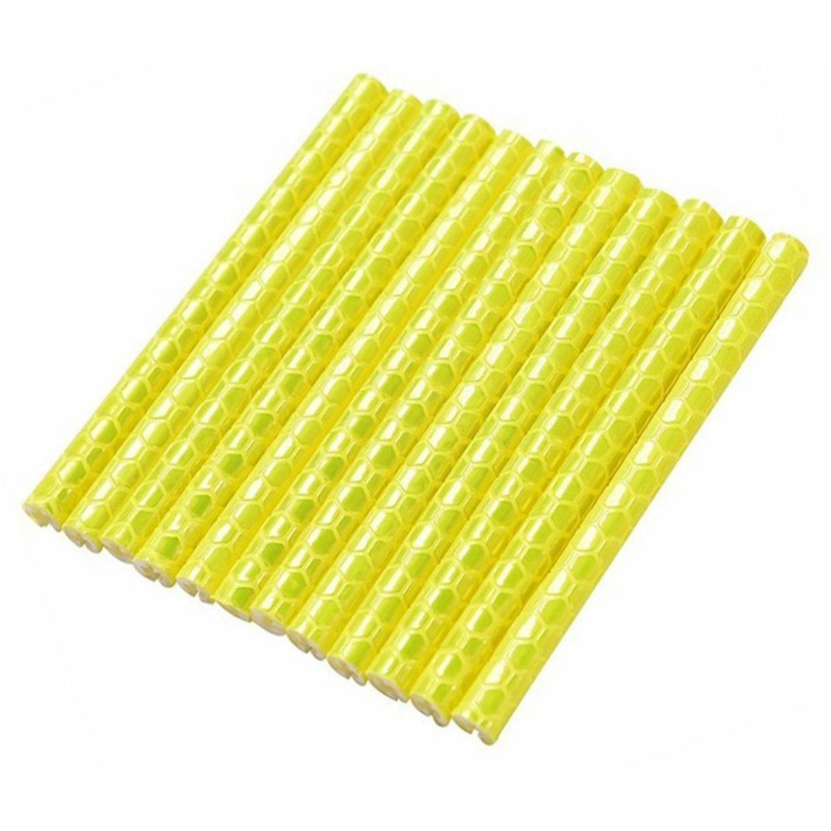 Set 12 ornamente din material reflectorizant pentru spite bicicleta, culoare galben-0