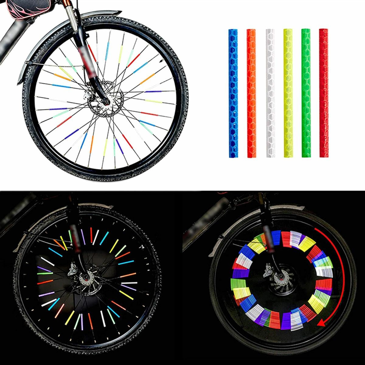 Set 12 ornamente din material reflectorizant pentru spite bicicleta, culoare galben-3