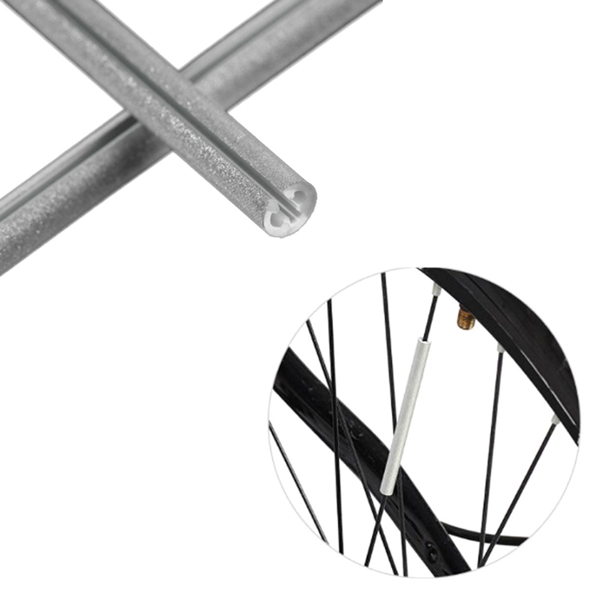 Set 12 ornamente din material reflectorizant pentru spite bicicleta, culoare gri - argintiu-2