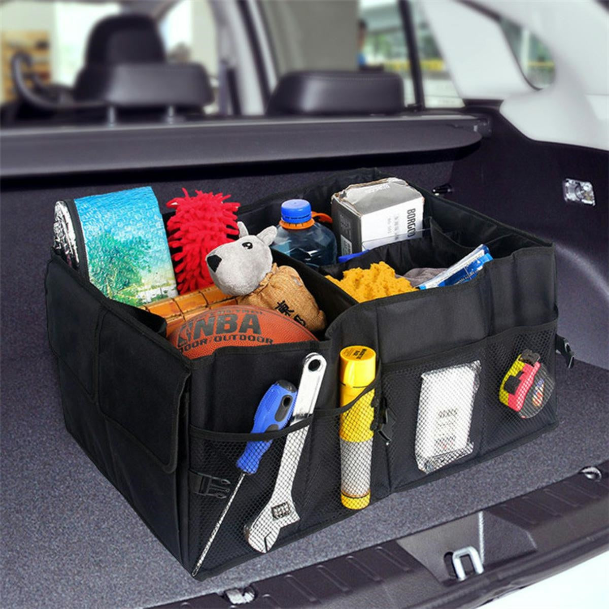 Organizator portbagaj auto cu 9 buzunare, 55 x 38 x 26cm, culoare neagra-0