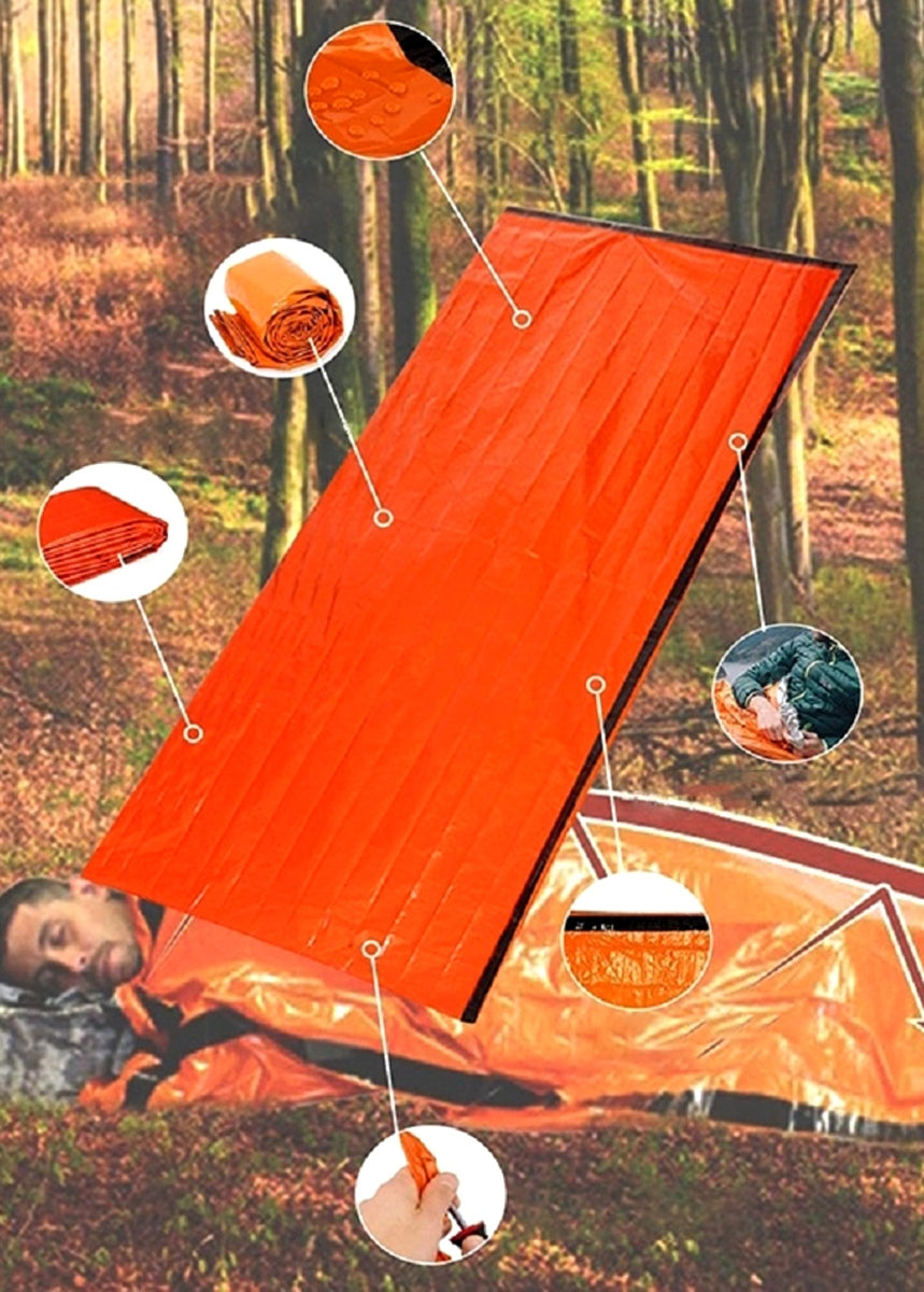 Cort de salvare pliabil, termic (NRC) pentru turism, alpinism, dimensiune 210 x 90 cm