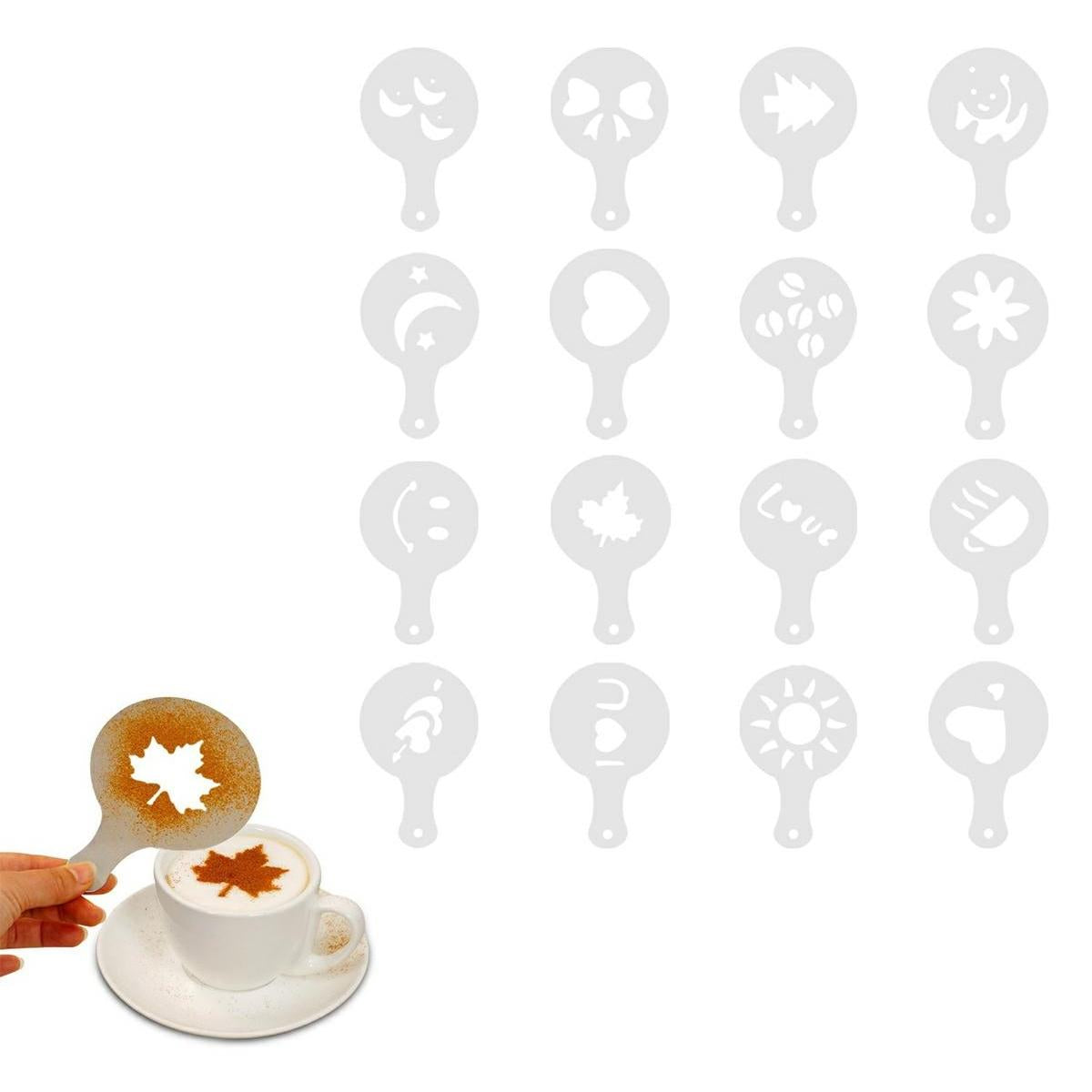 Set 16 sabloane reutilizabile pentru ornarea desertului sau a cafelei-5