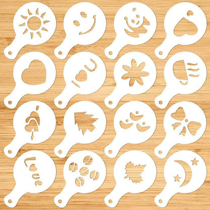 Set 16 sabloane reutilizabile pentru ornarea desertului sau a cafelei-7