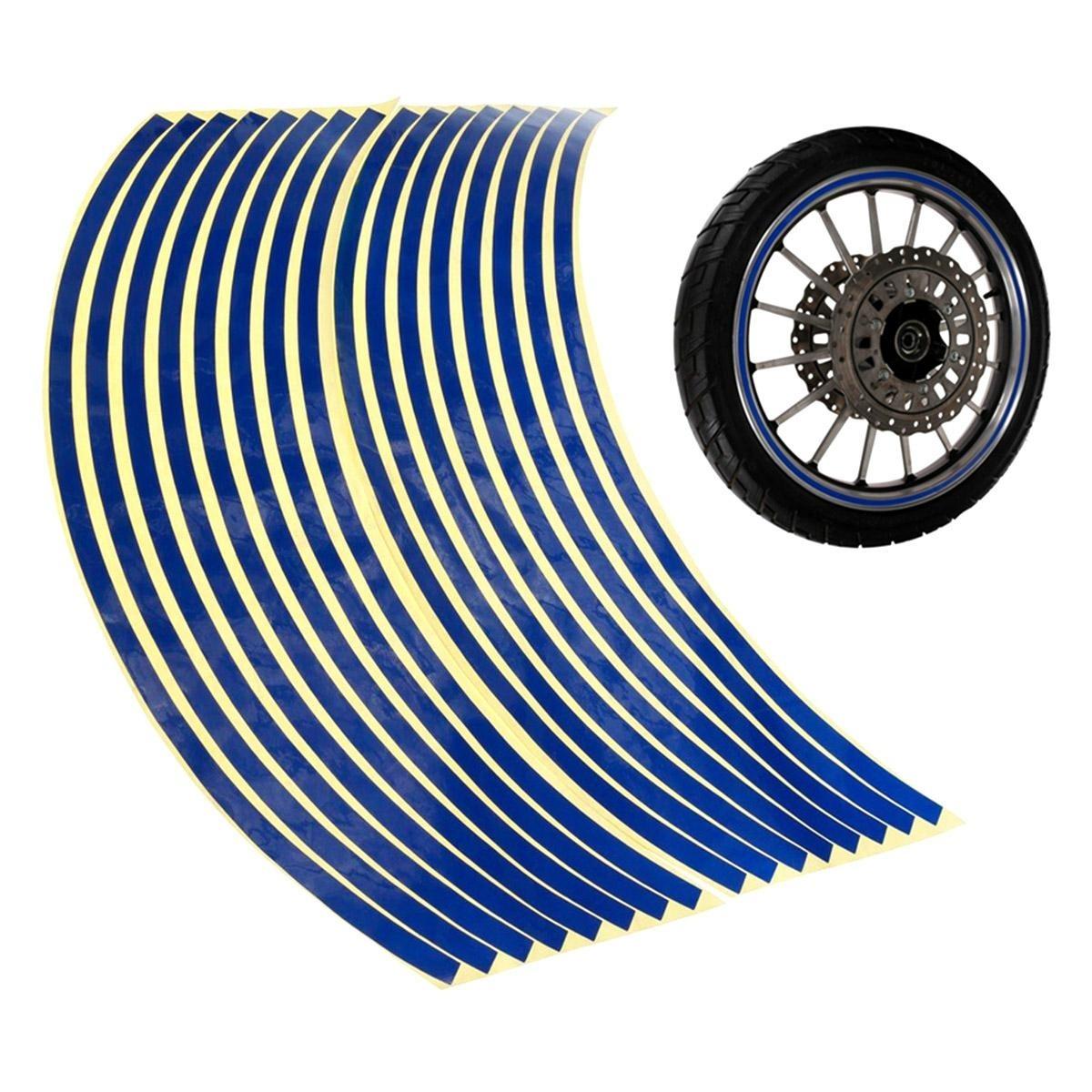 Set 16 ornamente Reflectorizante pentru jante auto, moto, culoare Albastra-1