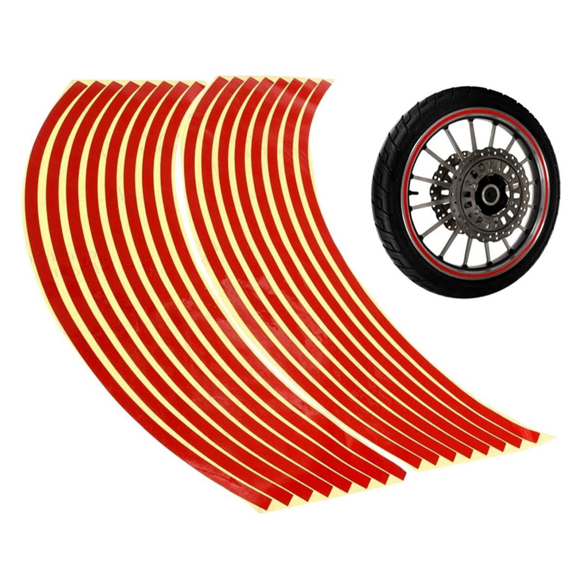 Set 16 ornamente Reflectorizante pentru jante auto, moto, culoare Rosie-1