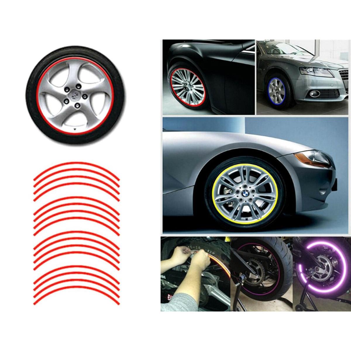 Set 16 ornamente Reflectorizante pentru jante auto, moto, culoare Rosie-3