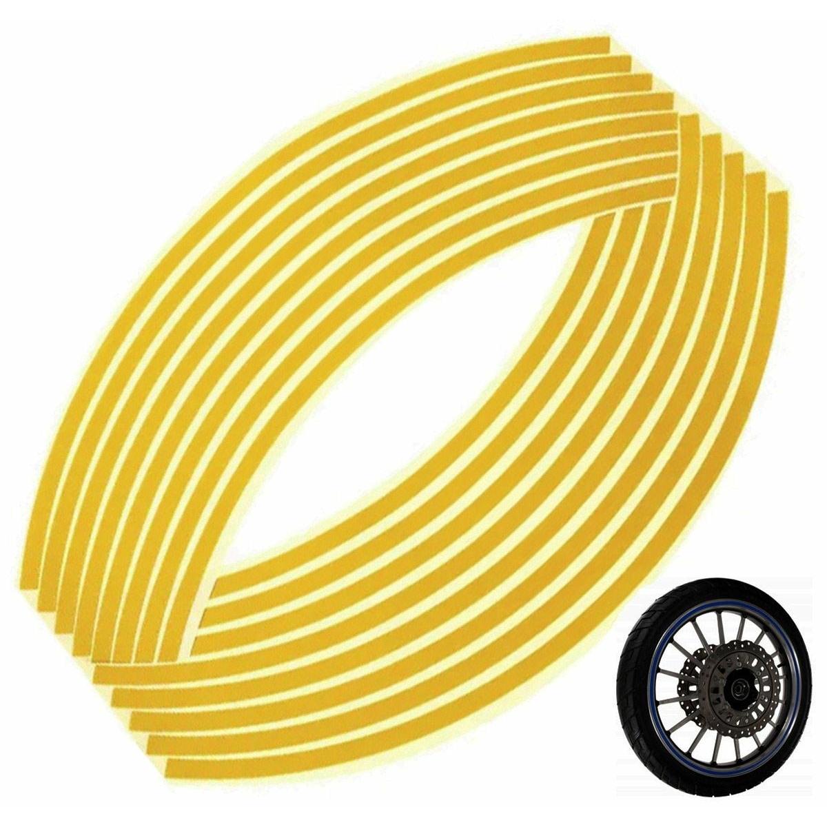 Set 16 ornamente Reflectorizante pentru jante auto, moto, culoare Galben-1
