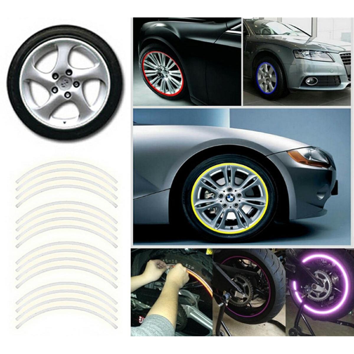 Set 16 ornamente Reflectorizante pentru jante auto, moto, culoare Argintiu-3