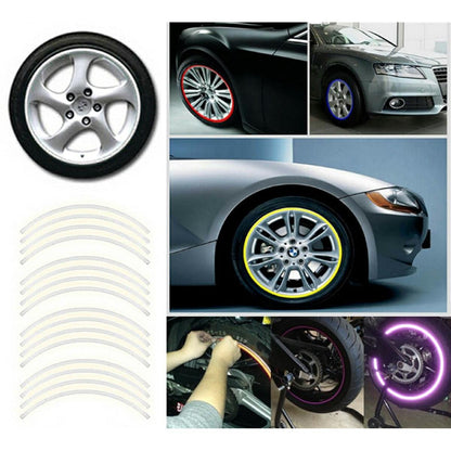 Set 16 ornamente Reflectorizante pentru jante auto, moto, culoare Argintiu-3
