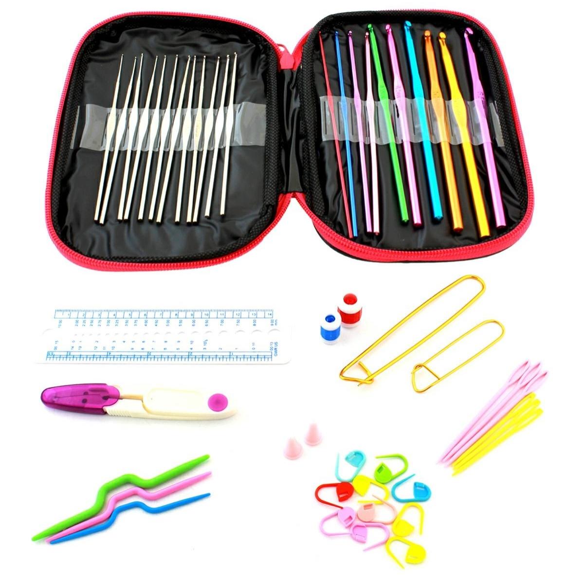 Set 50 piese pentru crosetat in husa din piele ecologica, un cadou perfect pentru pasionații de crosetat sau broderie-1