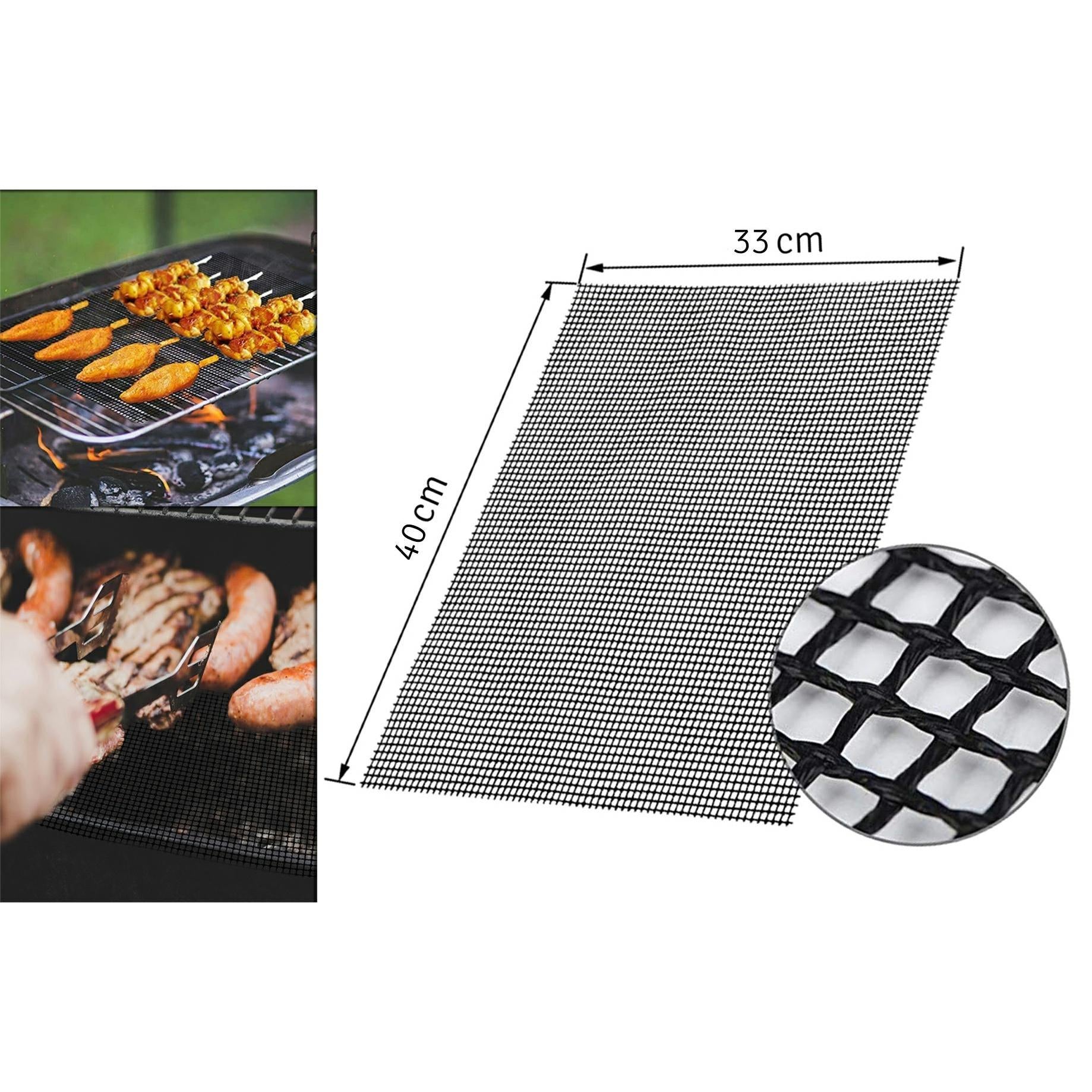 Covoras antiaderent din teflon pentru gatitul pe gratar, reutilizabil, lavabil, 40 x 33 cm-0