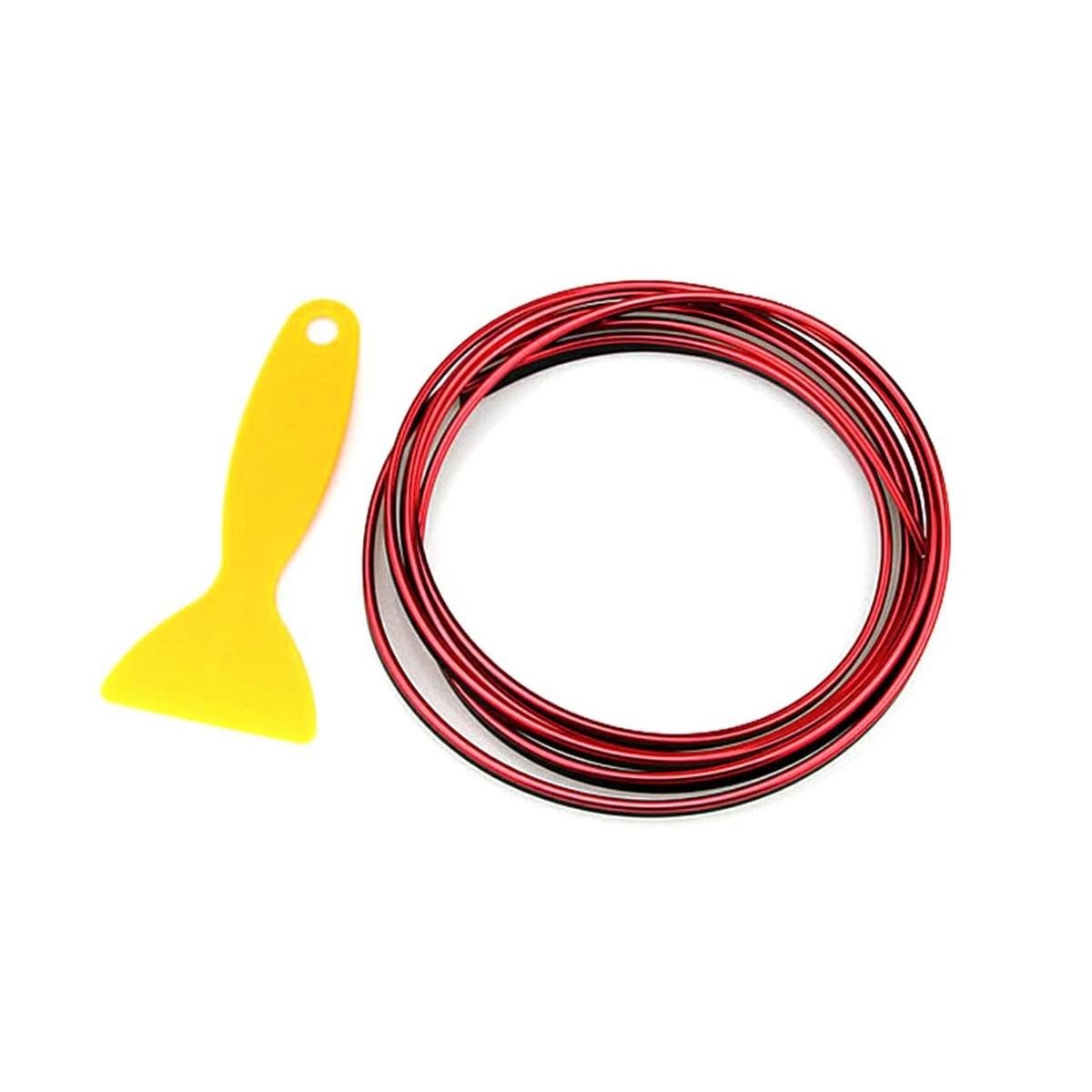 Banda decor interior crom TUNING, 5m, ROSU-4