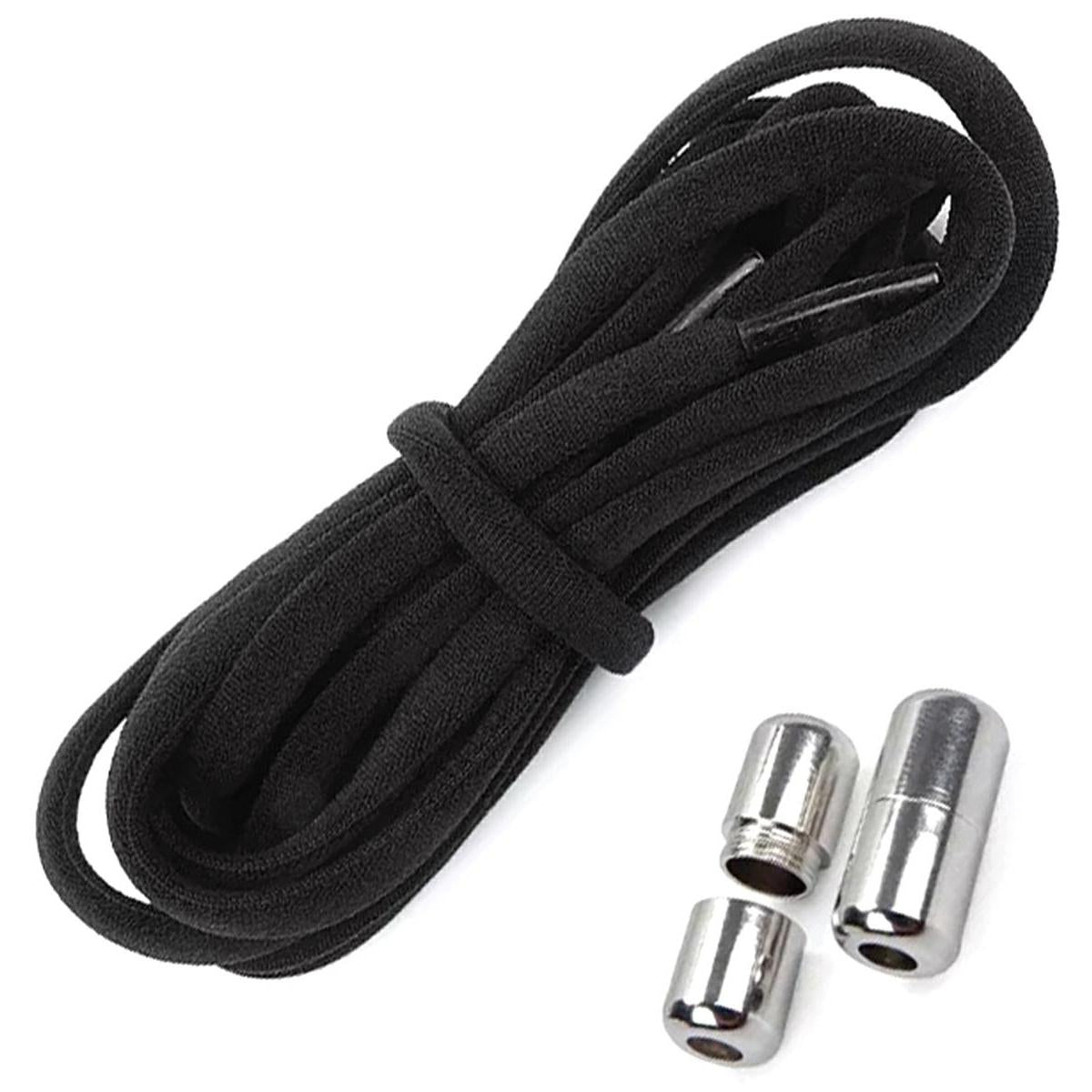 Sireturi elastice SMART pentru incaltaminte cu clema metalica, culoare neagra-2