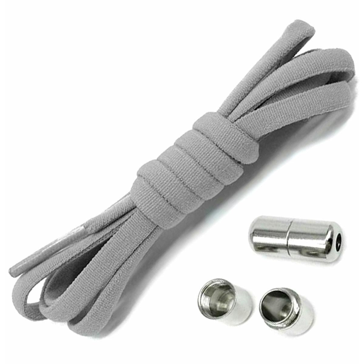 Sireturi elastice SMART pentru incaltaminte cu clema metalica, culoare gri-3